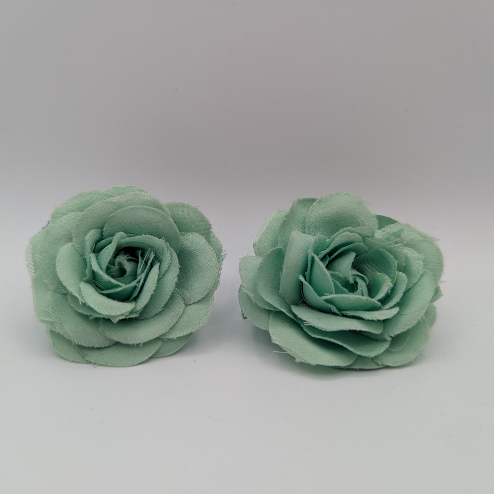 Hair clips-Seafoam green distressed flower